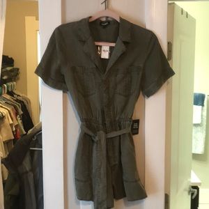 Express Army Green Chambray Romper